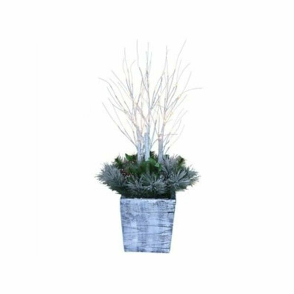 Ggw Presents 36 in. 54 Warm White LED Lights Christmas Porch Pot with Birch & PVC Greenery GG3845169